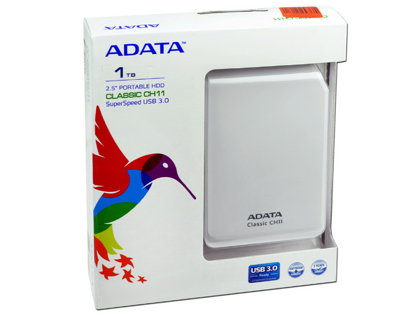 Disco Duro Portátil ADATA Classic CH11 de 1 TB, USB 3.0. Color Blanco