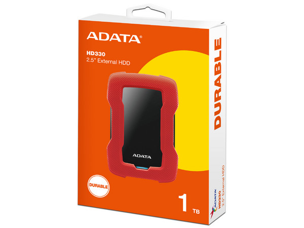 Disco Duro Portátil ADATA HD330 de 1TB a prueba de polvo, agua y golpes, USB 3.0. Color Rojo.