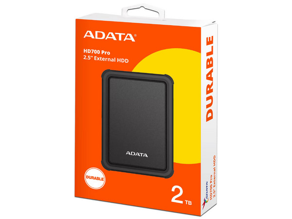 Disco Duro Externo ADATA HD700 Pro de 2TB, USB 3.2 Gen 1. Color negro.