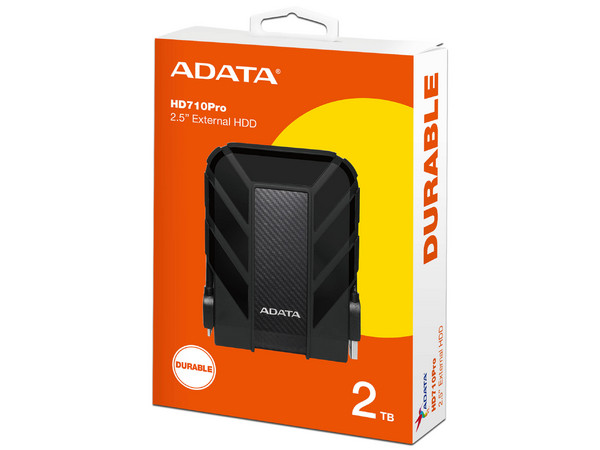 Disco Duro Portátil ADATA DashDrive Durable HD710 Pro de 2TB  a prueba de agua y golpes, USB 3.0. Color Negro.