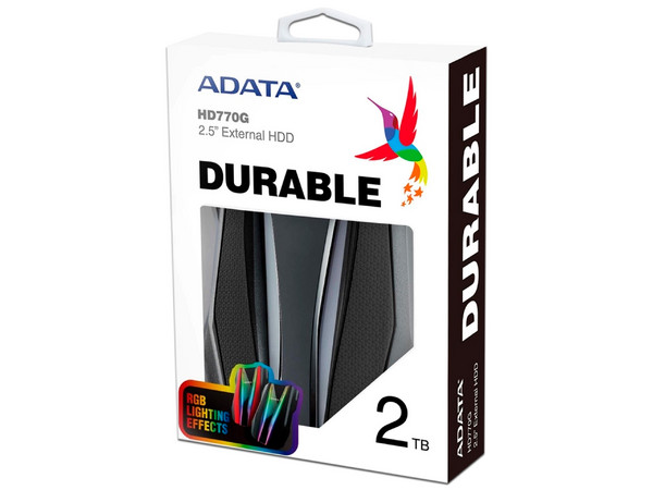 Disco Duro Portátil ADATA Warrior of Light HD770G de 2TB a prueba de agua y golpes, USB 3.0. Color Negro.
