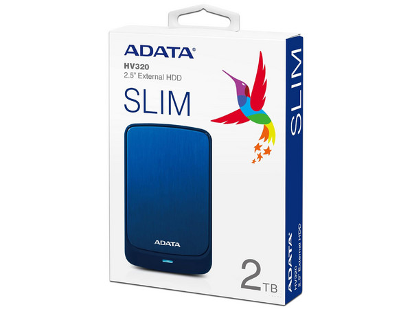 Disco Duro Portátil ADATA HV320 de 2 TB, USB 3.2. Color azul.
