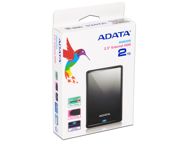 Disco Duro Portátil ADATA HV620S de 2 TB, USB 3.1. Color Negro.