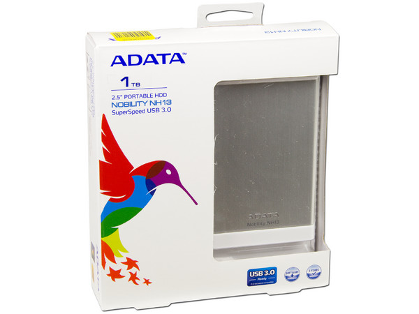 Disco Duro Portátil ADATA Nobility NH13 de 1 TB, USB 3.0. Color Plata.