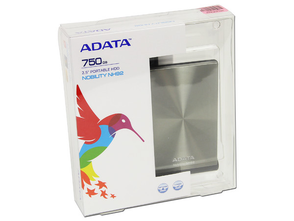 Disco Duro Portátil Adata Nobility NH92 de 750 GB, USB 2.0.