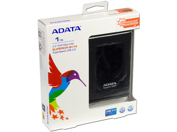 Disco Duro Portátil ADATA SH14 a prueba de Agua y Golpes USB 3.0 de 1 TB. Color Negro.