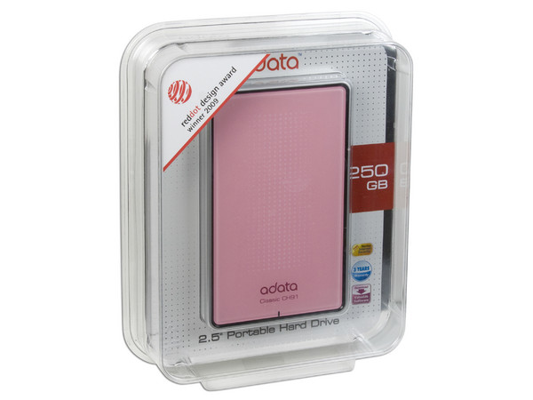 Disco Duro Portable adata Classic de 250GB, USB 2.0. Color Rosa
