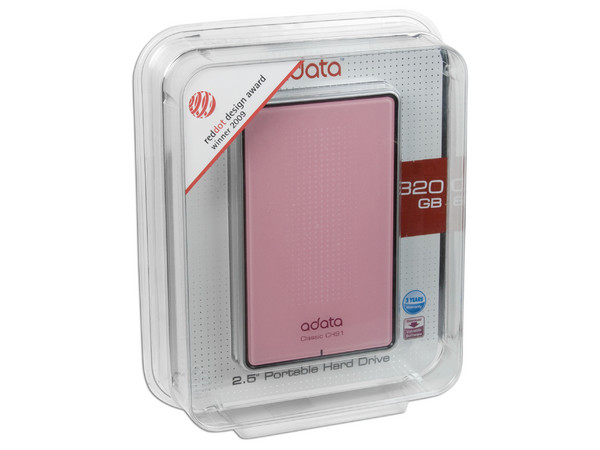 Disco Duro Portable adata Classic de 320GB, USB 2.0. Color Rosa