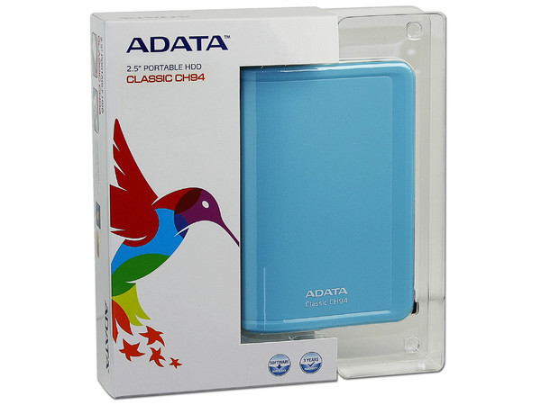 Disco Duro Portable adata Classic CH94 de 640GB, USB 2.0. Color Celeste