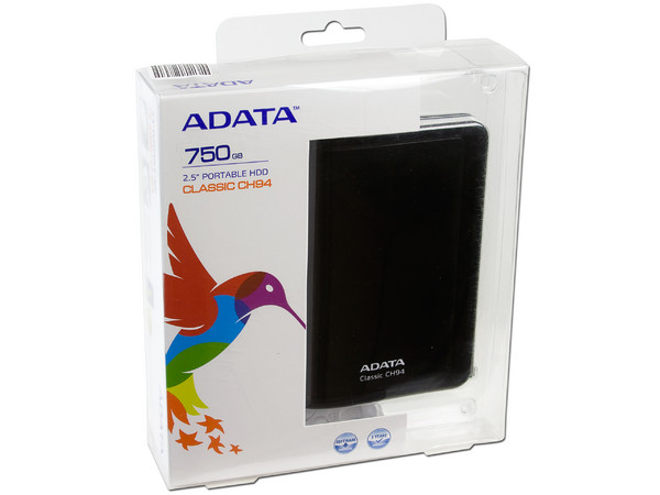 Disco Duro Portable adata Classic CH94 de 750GB, USB 2.0. Color Negro