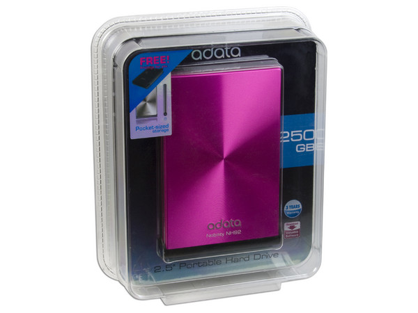 Disco Duro Portable adata Nobility NH92 de 250GB, USB 2.0. Color Rosa   