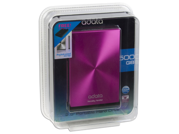 Disco Duro Portable adata Nobility NH92 de 500GB, USB 2.0. Color Rosa