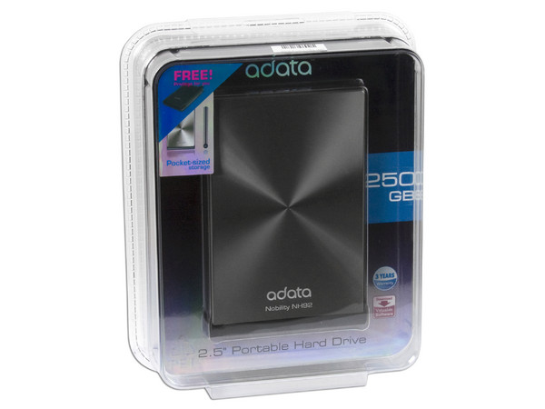 Disco Duro Portable adata Nobility NH92 de 250GB, USB 2.0. Color Plateado
