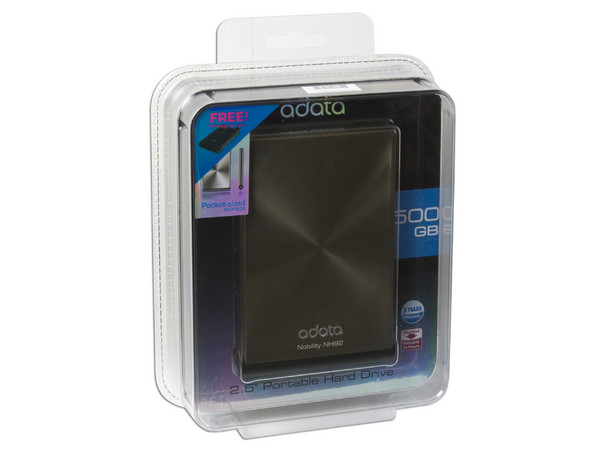 Disco Duro Portátil Adata Nobility NH92 de 500 GB, USB 2.0. Color Plateado