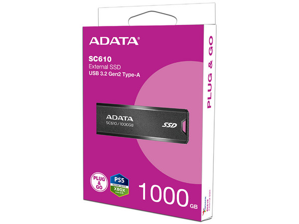Unidad De Estado Sólido Externa, ADATA, SC610, 1 TB, USB-A, USB 3.2.