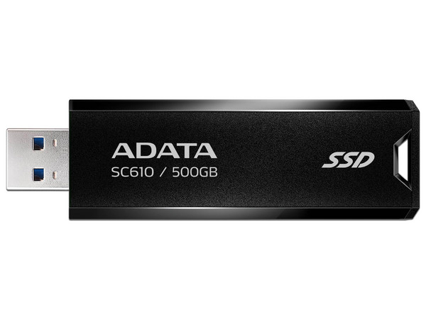 Unidad de Estado Sólido Portátil Adata de 500GB, USB 3.2, Lectura de 550 MB/s, Color Negro y Rosa.
