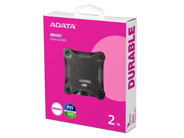 Disco de Estado Sólido Externo, ADATA, SD620, 2 TB, USB 3.2, Resistente a Caídas, Color Negro.