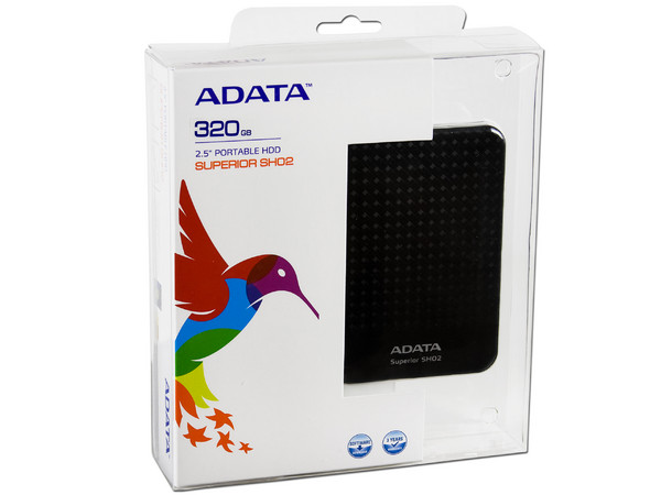 Disco Duro Portable adata Superior SHO2 de 320GB, USB 2.0. Color Negro