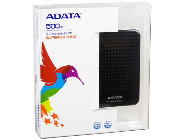Disco Duro Portátil ADATA Superior SHO2 de 500 GB, USB 2.0. Color Negro
