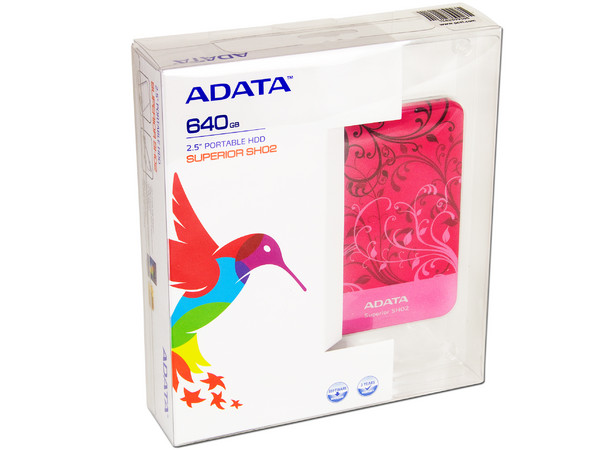 Disco Duro Portable adata Superior SHO2 de 640GB, USB 2.0. Color Rosa