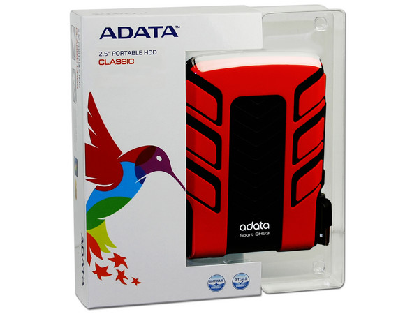 Disco Duro Portable adata Sport SH93 a prueba de agua y golpes de 640GB, USB 2.0. Color Rojo