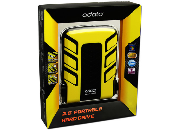 Disco Duro Portable adata Sport SH93 a prueba de agua y golpes de 640GB, USB 2.0. Color Amarillo