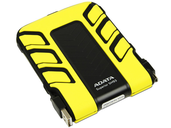 Disco Duro Portátil Adata Sport SH93 a prueba de agua y golpes de 750 GB, USB 2.0. Color Amarillo