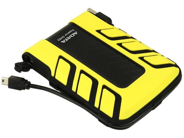 Disco Duro Portátil Adata Sport SH93 a prueba de agua y golpes de 750 GB, USB 2.0. Color Amarillo