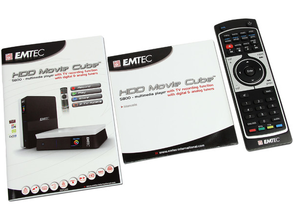 Disco Duro Externo Multimedia Emtec Movie Cube de 500 GB con sintonizador digital, HDMI, USB 2.0 y control remoto.