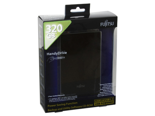 Disco Duro Portable Fujitsu HandyDrive de 320GB, USB 2.0. Color Negro