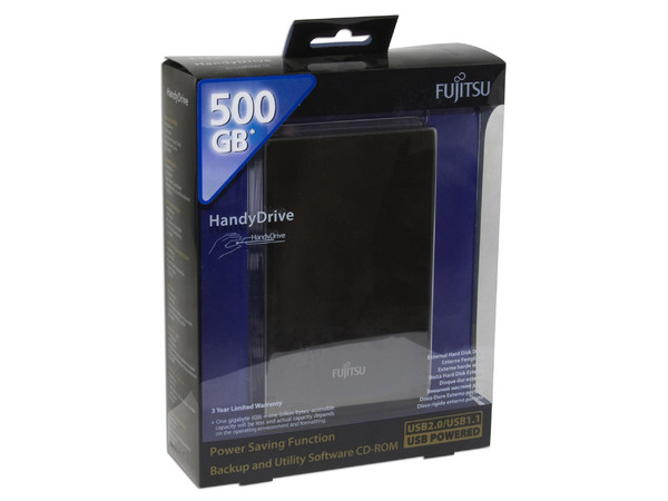 Disco Duro Portable Fujitsu HandyDrive de 500GB, USB 2.0. Color Negro