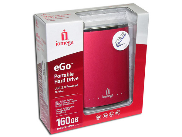 Disco Duro Portable Iomega eGo de 160GB, USB 2.0. Color Rojo