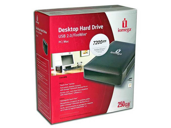 Disco Duro Iomega Externo 250Gb, 7200RPM 8MB, USB 2.0 / Firewire