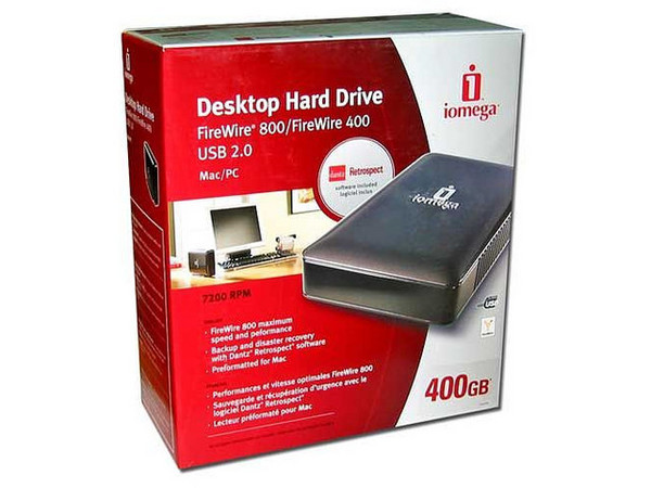 Disco Duro Iomega Externo 400GB, 7200RPM, USB 2.0 / FireWire 400 / FireWire 800