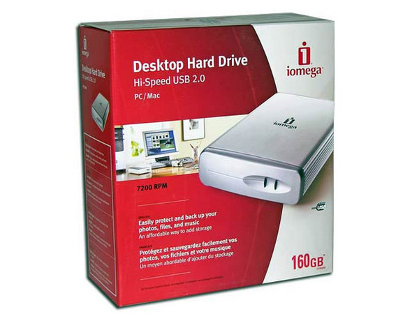 Disco Duro Iomega Externo 160Gb, 7200RPM, USB 2.0. Color Plateado