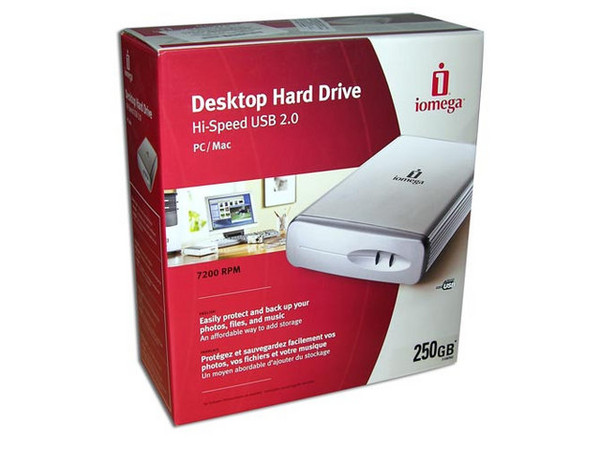 Disco Duro Iomega Externo 250Gb, 7200RPM, USB 2.0. Color Plateado