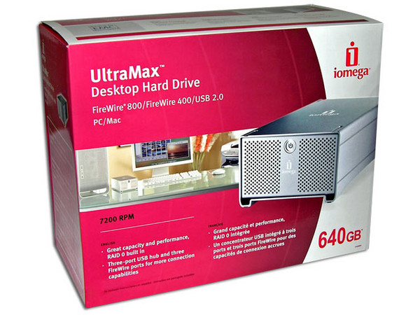 Disco Duro Iomega Externo UltraMax 640GB, 7200RPM, FireWire 800 / FireWire 400 / USB 2.0