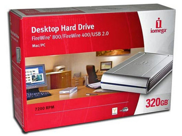 Disco Duro Iomega de 320GB, 7200 RPM, 8 MB,  Triple Interface, Serie Professional Silver. USB 2.0, FireWire 400/800