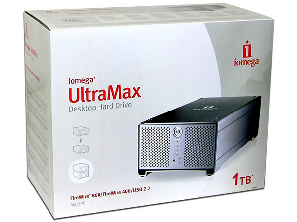 Disco Duro Externo Iomega UltraMax de 1 Terabyte, Triple Interfase: USB 2.0, FireWire 400 y FireWire 800.
