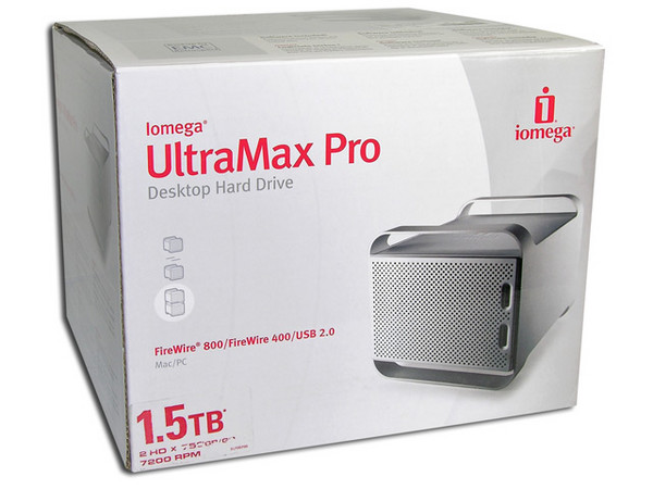 Disco Duro Externo Iomega UltraMax PRO de 1.5 Terabytes, Triple Interfase: USB 2.0, FireWire 400 y FireWire 800.