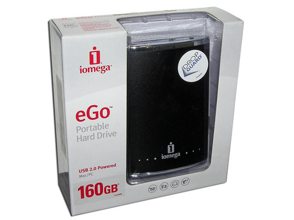 Disco Duro Portable Iomega eGo de 160GB, USB 2.0. Color Negro
