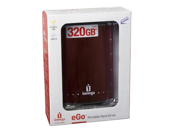 Disco Duro Portable Iomega eGo de 320GB, USB 2.0 y FireWire. Color Rojo