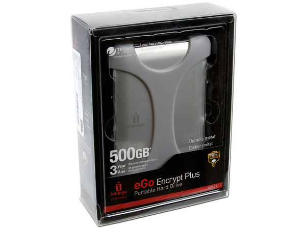 Disco Duro Portable Iomega eGo Encrypt Plus de 500GB, USB 2.0. Color Plata