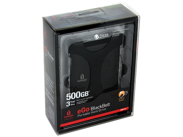 Disco Duro Portable Iomega eGo BlackBelt de 500GB, USB 2.0. Color Negro