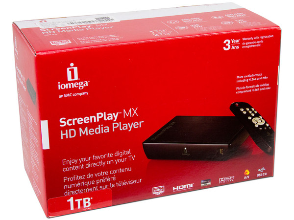 Disco Duro Externo Multimedia HD Iomega ScreenPlay MX  de 1TB con HDMI, USB 2.0 y control remoto.