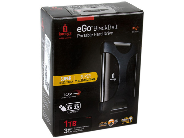 Disco Duro Portable Iomega eGo BlackBelt de 1TB, USB 3.0. Color Negro