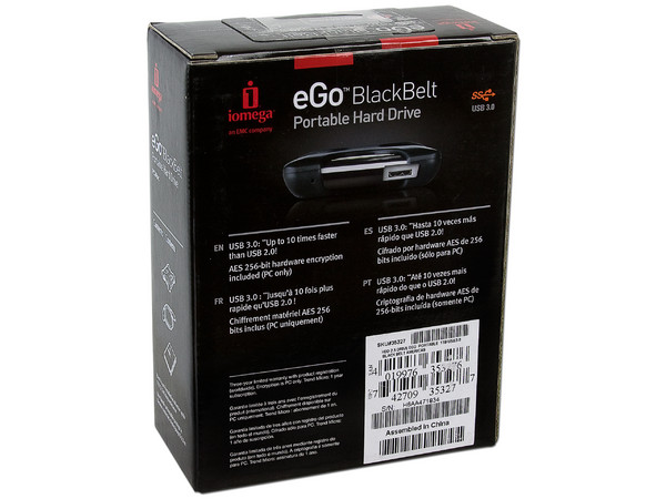 Disco Duro Portable Iomega eGo BlackBelt de 1TB, USB 3.0. Color Negro