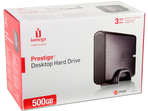  Disco Duro Externo Iomega Prestige de 500GB, USB 2.0. Color Negro