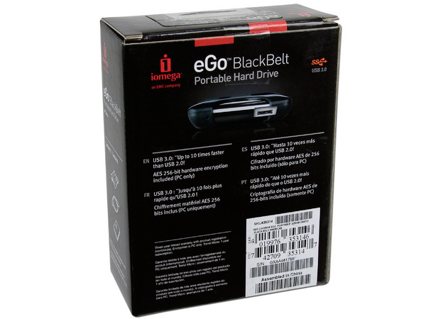 Disco Duro Portable Iomega eGo BlackBelt de 500GB, USB 3.0. Color Negro