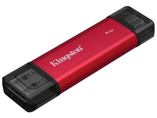 Unidad de Estado Sólido Portátil Kingston Dual Portable de 1TB, USB Tipo A, USB Tipo C 3.2 Gen 2, Velocidad de Lectura de 1050MB/s, Velocidad de Escritura de 950MB/s, Color Rojo.